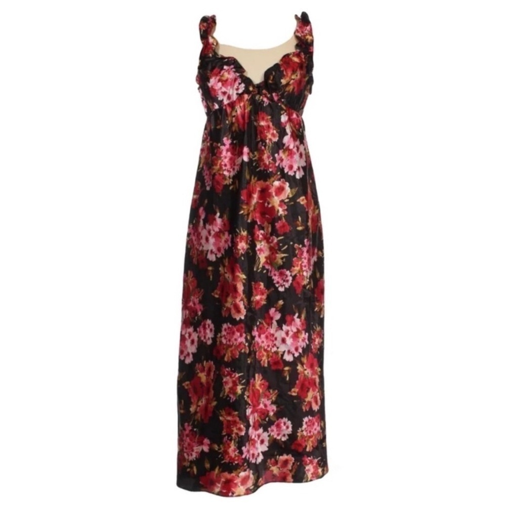 🤶SALE🤶Oscar de la Renta VINTAGE Pink Label Floral
Satin Long Slip Dress SZ Small